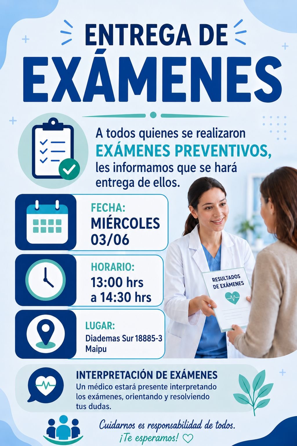 Entrega de resultados de exámenes preventivos
