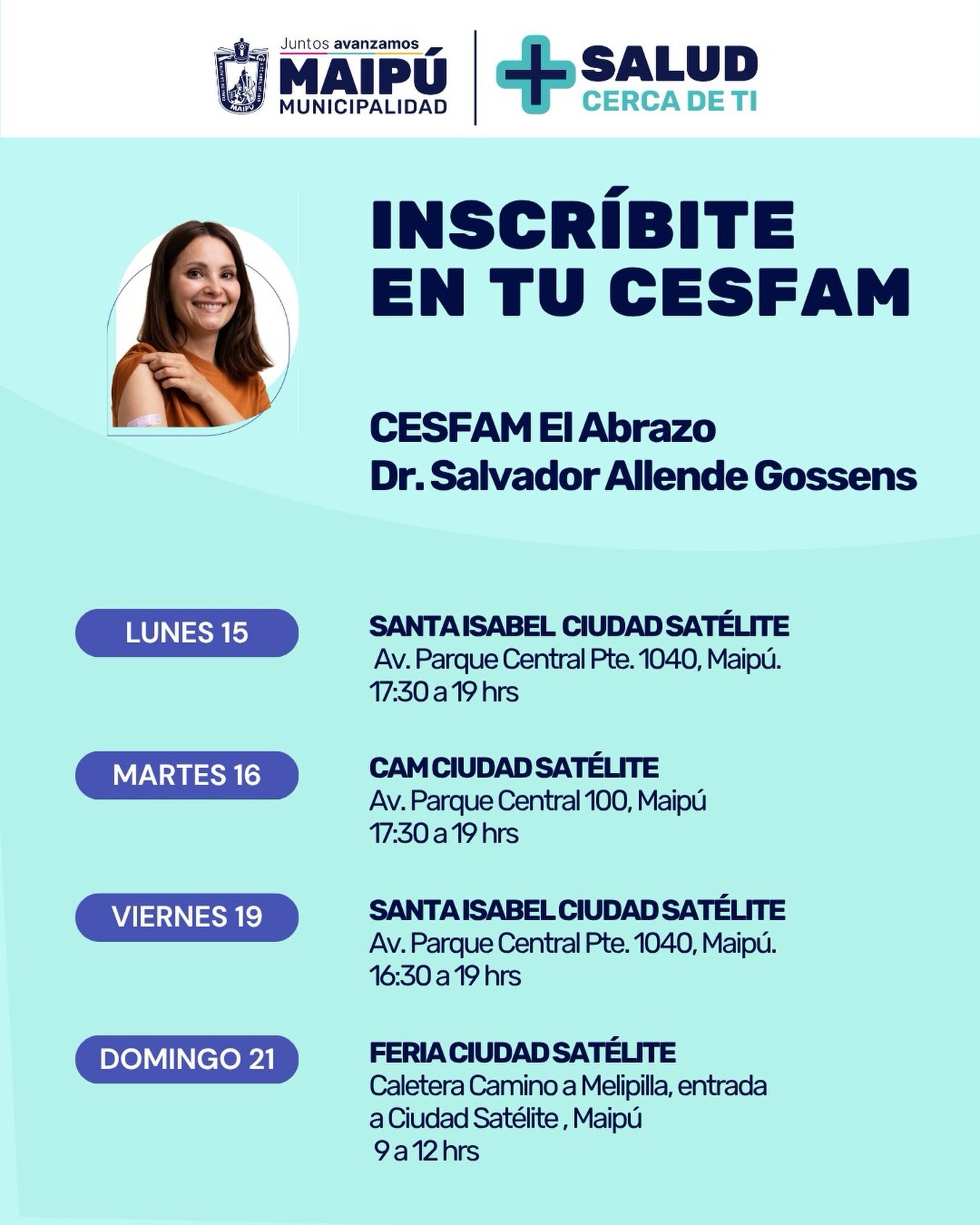 Martes 16 de Junio - Operativo de Vacunación e Inscripción CESFAM El Abrazo